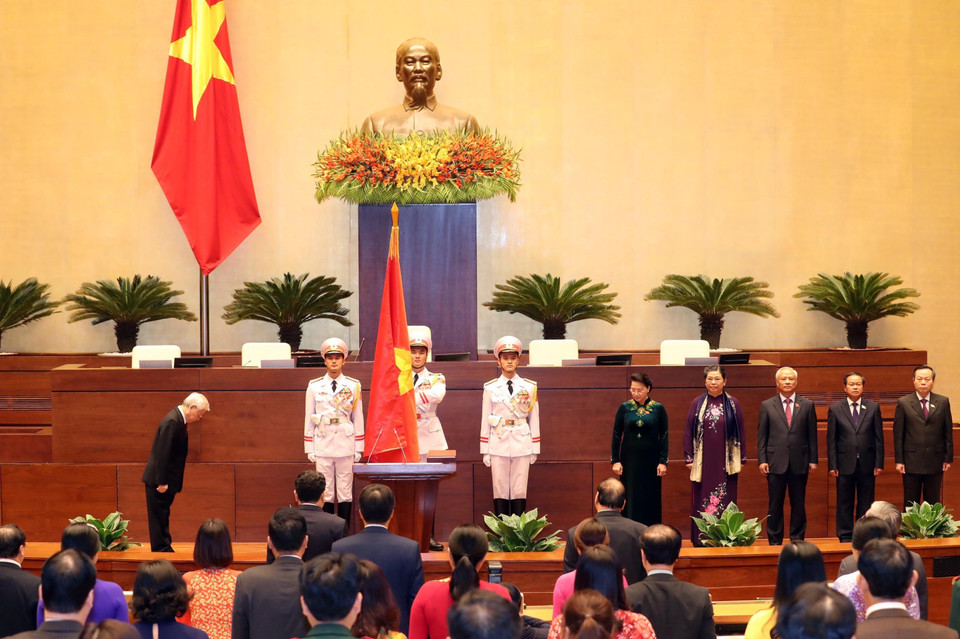 Party General Secretary and President Nguyen Phu Trong at the swearing-in ceremony in Hanoi on October 23. (Photo: VNA)