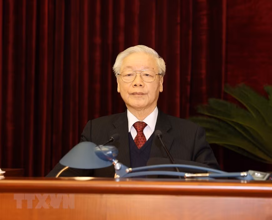Party General Secretary and President Nguyen Phu Trong makes closing remarks at the Party Central Committee’s 15th plenum (Photo: VNA)