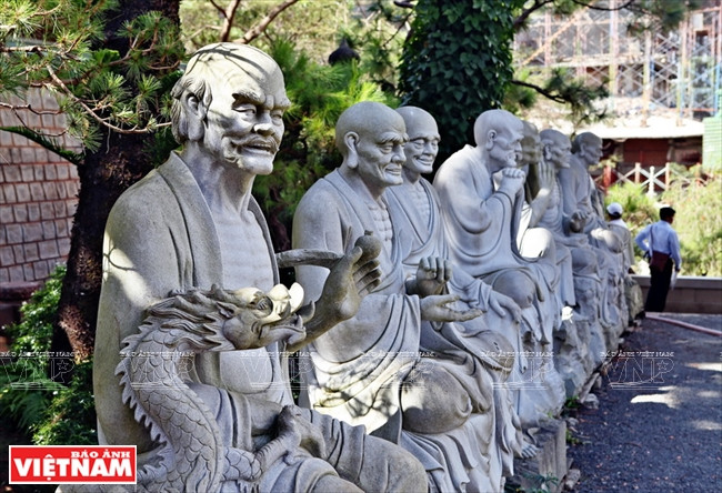 Arhats stone statues are placed inside the main zone (Photo: VNA)