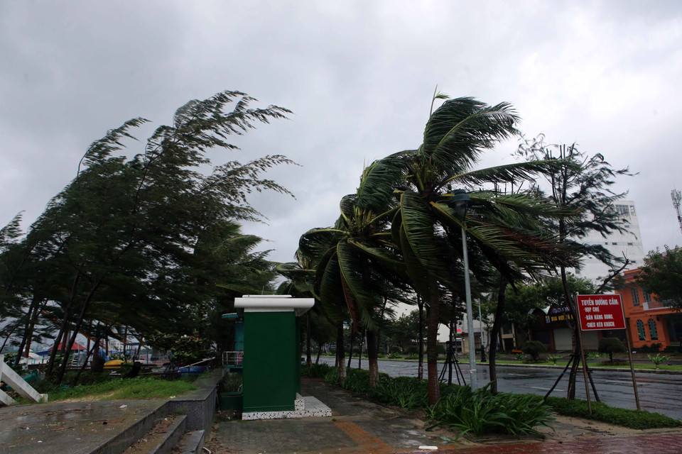 Strong gusts at the coastal Nguyen Tat Thanh street (Photo: Van Dung/VNA)