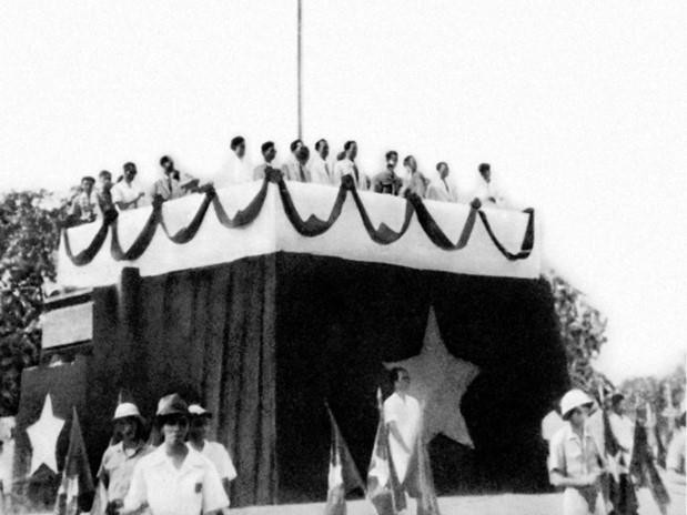 President Ho Chi Minh reads the Declaration of Independence on September 2, 1945, announcing the establishment of the Democratic Republic of Vietnam, now the Socialist Republic of Vietnam. (Photo: Archive).