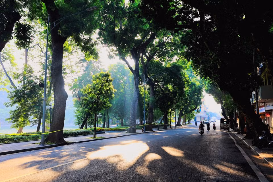 The spring brings in warmth after a biting cold winter, and a scorching summer follows. It rains. Then, autumn steps in gracefully, bringing cool, gentle breezes and sunlight that sprinkles just the right amount of warmth all around. The sky smiles a brilliant smile. The leaves of huge trees turn red, reddish brown, yellow and other hues that adorn Hanoi in this season. Autumn in Hanoi lasts from early September to November. The nice weather creating a suitable temperature in autumn in Hanoi is one of the top choices to visit the city during this time. The temperature is from 18 degree Celsius to 25 degree Celsius. What an ideal temperature to travel. (Photo: Minh Son/Vietnamplus)
