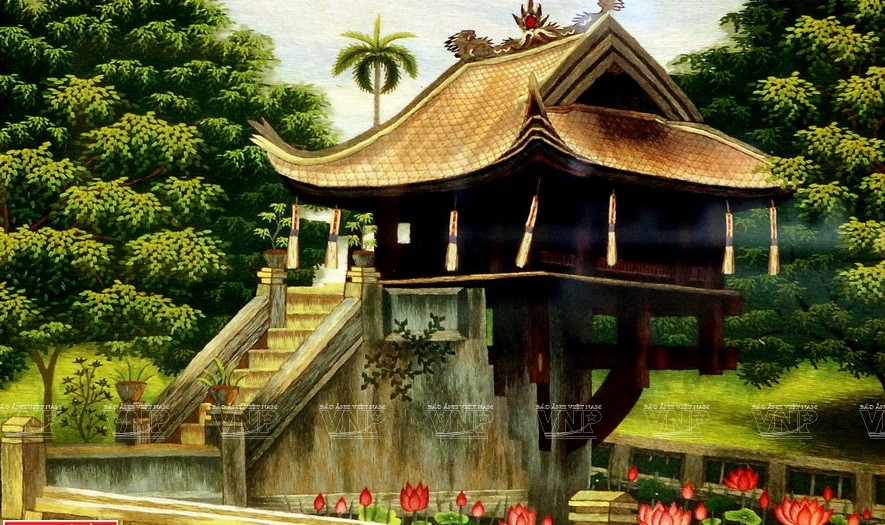 The major artworks of Quat Dong village feature many familiar images of Vietnam, including banyan trees, a river wharf, and scenic spots such as One Pillar pagoda, Ngoc Son temple, Hong Thai communal house and Hue’s imperial city. (Photo: VNP/VNA)