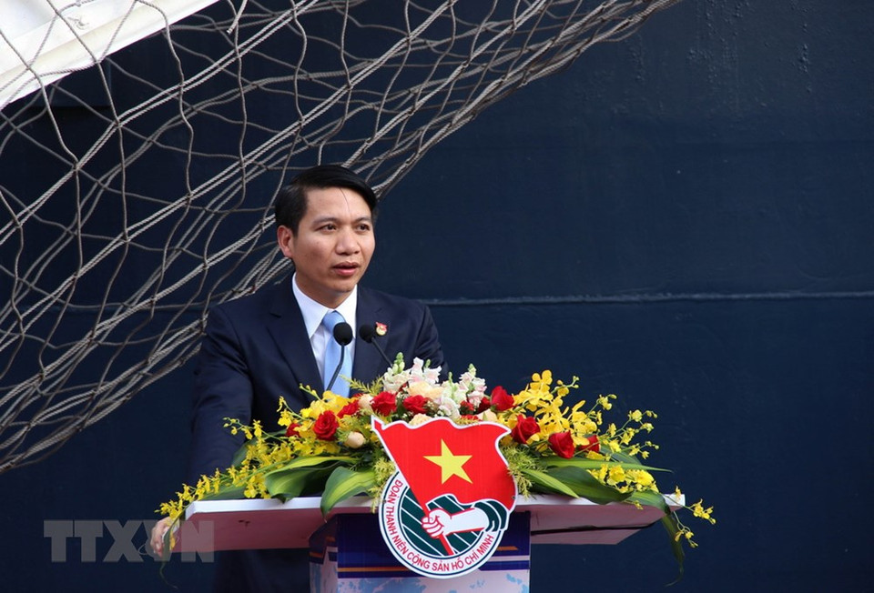 Secretary of the Ho Chi Minh Communist Youth Union Central Committee Nguyen Ngoc Luong delivers a welcome speech (Photo: VNA)