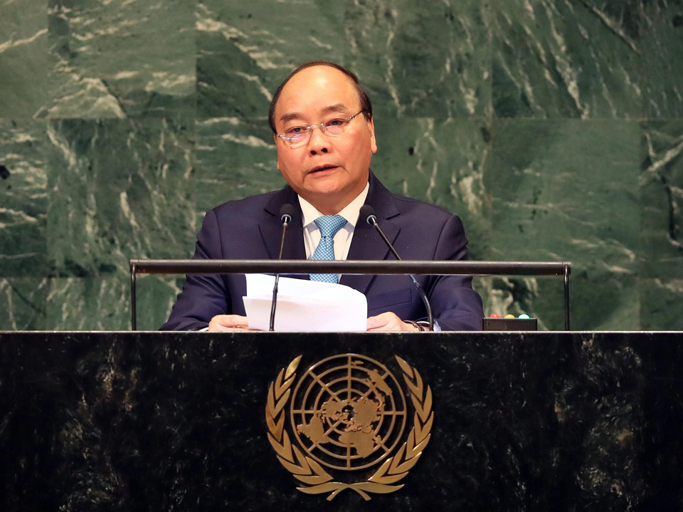 PM Nguyen Xuan Phuc delivers a speech at the general debate of the 73rd session of the UN General Assembly in New York on September 27 afternoon (local time) (Photo: VNA)