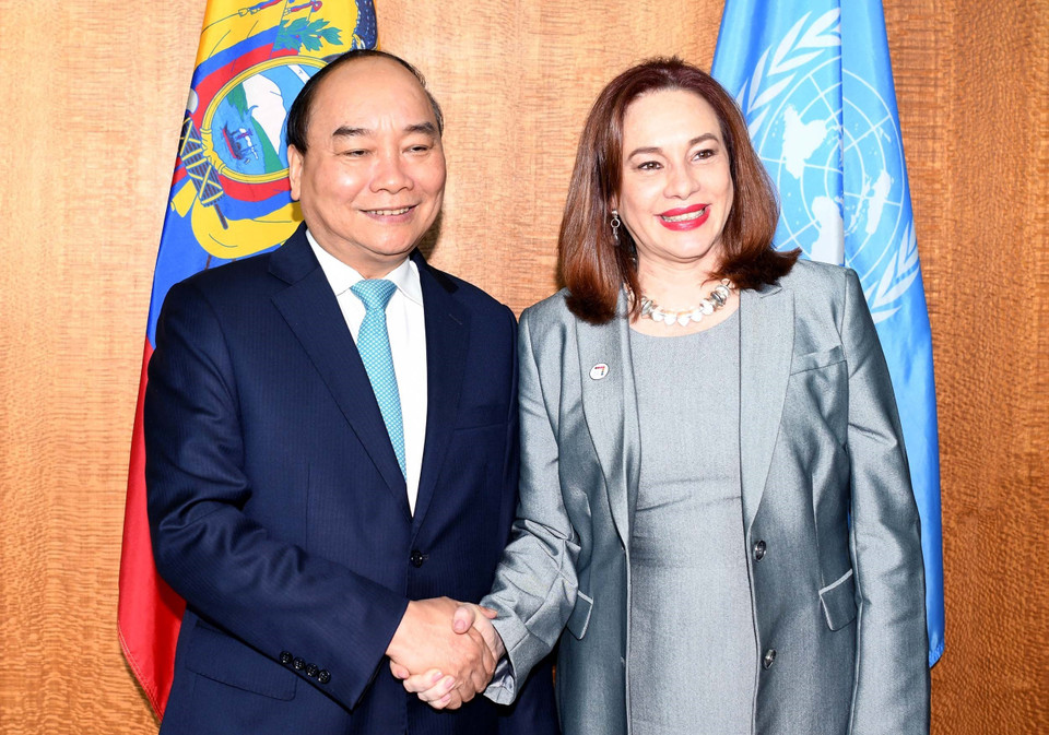 PM Nguyen Xuan Phuc and President of the UN General Assembly for the 73rd session Maria Fernanda Espinosa Garces (Photo: VNA)