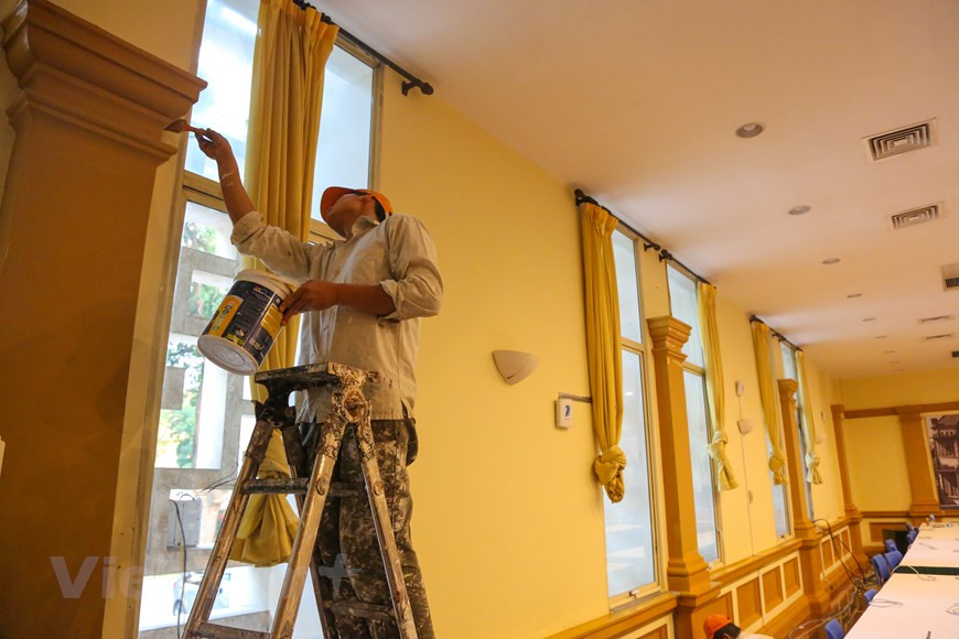 Cafeteria is set up to serve journalists (Photo: VNA)