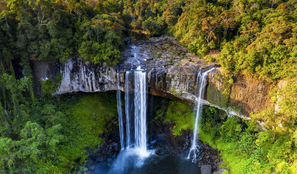 Located inside the Kon Chu Rang Nature Reserve in K'Bang district, the cascade marks the origins of the Con River. (Photo: nhandan.vn)