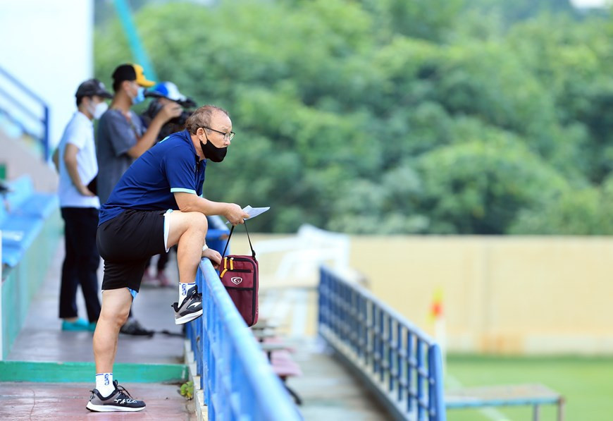 After quarantine time, Coach Park Hang-seo continues preparing the Vietnamese team for the final round of the 2022 World Cup Asian qualifiers. (Photo courtesy of VFF)