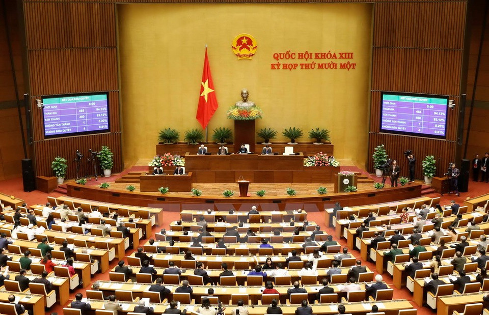 The parliament also approves a resolution on the election of the President (Photo: VNA)