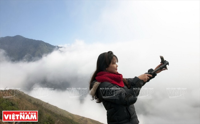  It draws many visitors who come to see dawn flickering in the sea of clouds. Photo: VNA