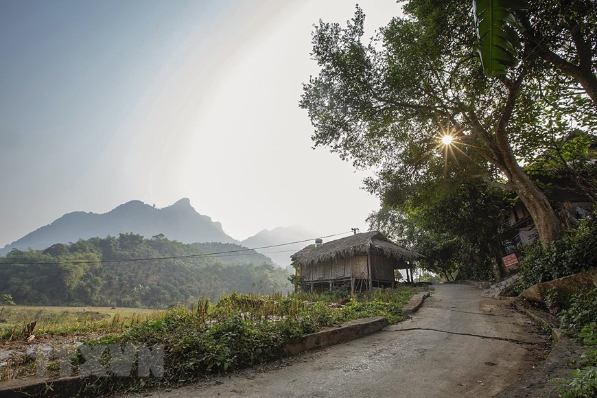 The landscape is poetic and peaceful every morning in Giang Mo village. (Photo by VNA)