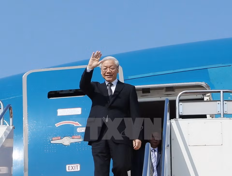 Party General Secretary Nguyen Phu Trong arrives at Haneda airport (Photo: VNA) 