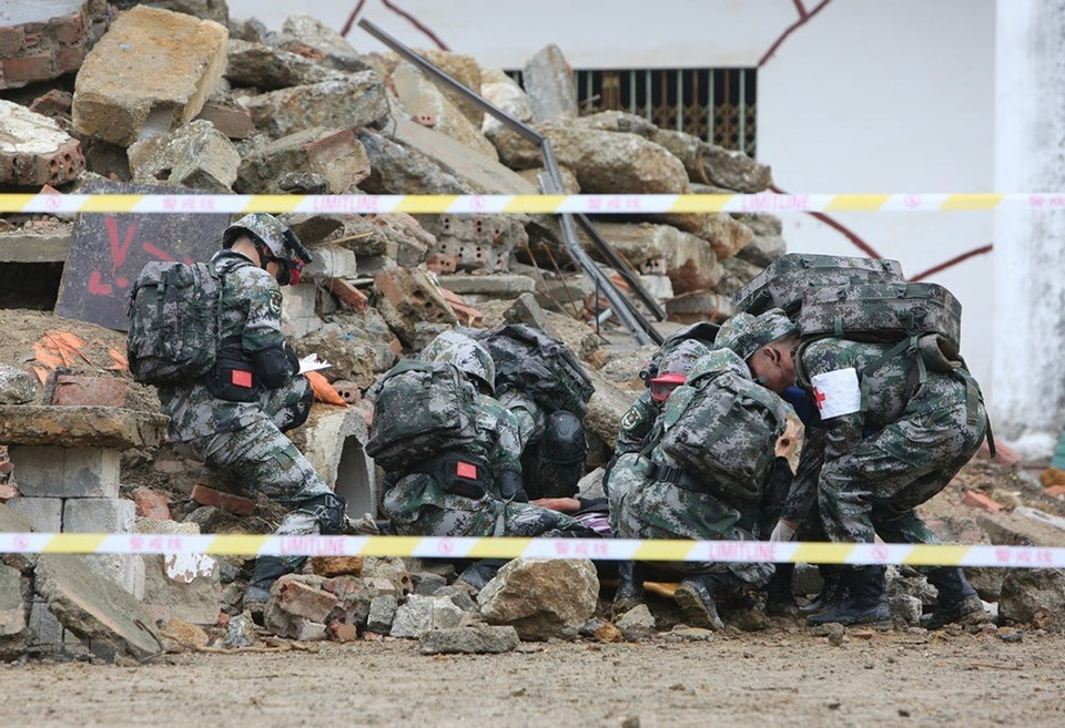 Chinese armed force attends the joint drill (Photo: VNA)
