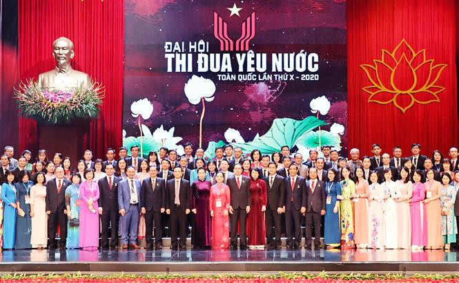 National Assembly Chairwoman Nguyen Thi Kim Ngan and delegates at the preparatory session of the 10th National Patriotic Emulation Congress (Photo: VNA)