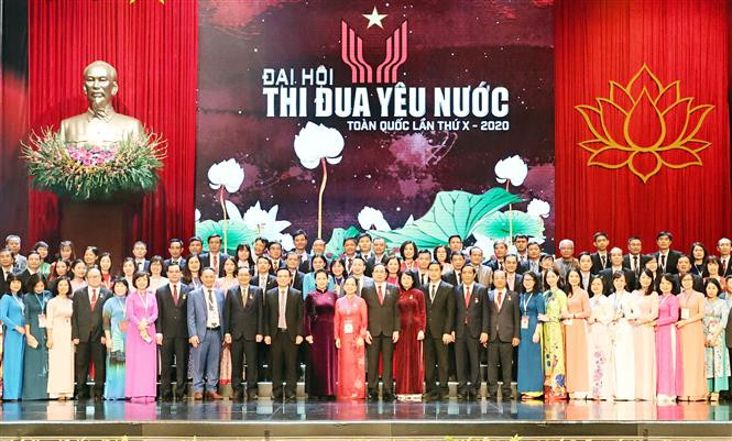 National Assembly Chairwoman Nguyen Thi Kim Ngan and delegates at the preparatory session of the 10th National Patriotic Emulation Congress (Photo: VNA)