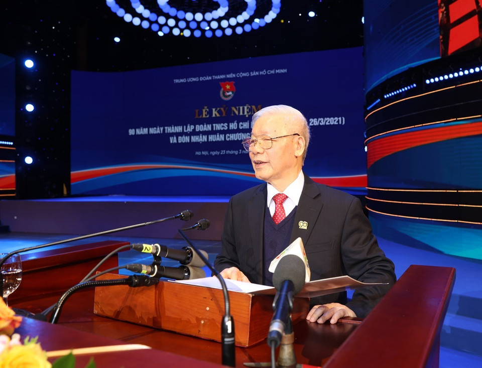 Party General Secretary and State President Nguyen Phu Trong speaks at the ceremony. (Photo: VNA)