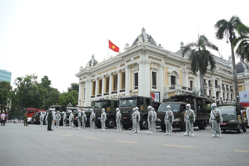 The action is aimed to curb the spread of the COVID-19 pandemic. (Photo: Vietnam+)