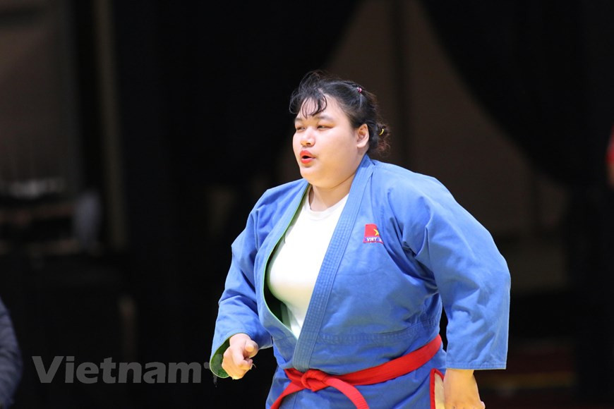 Tran Thi Thanh Thuy secures the second gold in the women’s +70kg event (Photo: VNA)