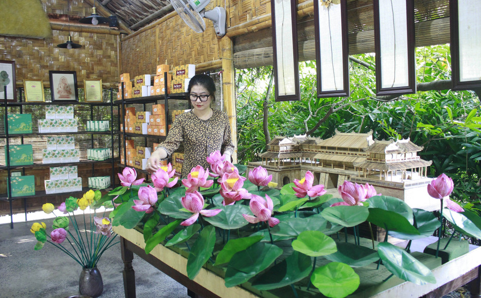 Lotus products displayed at the Hali Import-Export and Trading Services JSC in Ninh Binh province. (Photo: VNA)