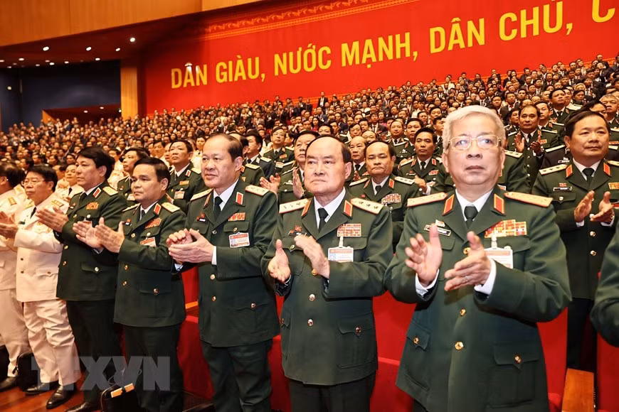 Army’s Party Organisation delegates attend the preparatory session of the 13th National Party Congress. (Photo: VNA)