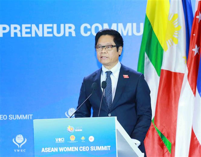 Chairman of the Vietnam Chamber of Commerce and Industry Vu Tien Loc speaks at the conference (Photo: VNA)