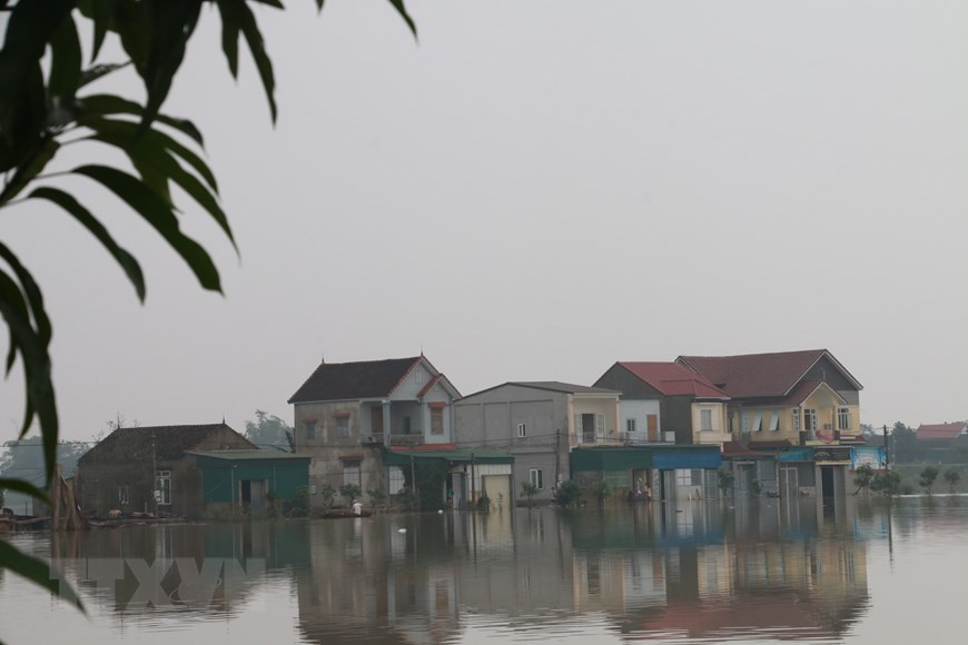 Many houses are deeply submerged in water (Photo: VNA)