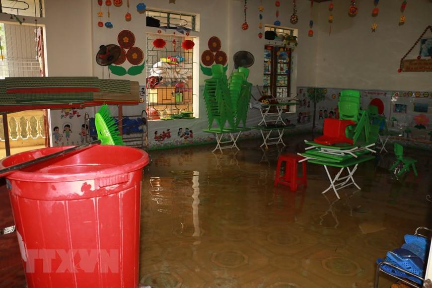 Thanh Ha Kindergarten is the most flood hit school in Thanh Chuong district in Nghe An province. All school supplies and facilities are damaged and washed away. (Photo: VNA)