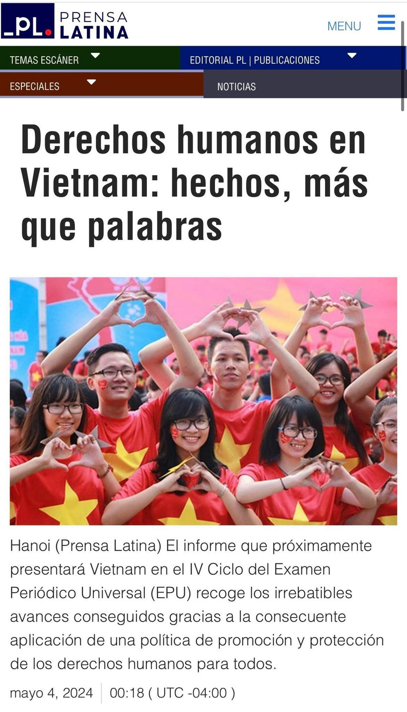 The article on human rights in Vietnam published by Prensa Latina (Screenshot photo)