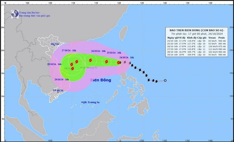A map tracking Tropical Storm Trami (Source: National Centre for Hydro-Meteorological Forecasting)