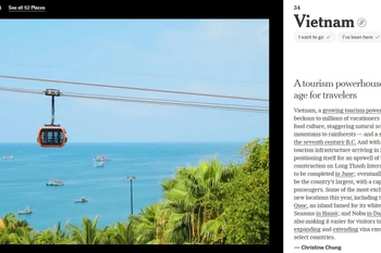 Hon Thom Cable Car appears in The New York Times’ introduction to Vietnam as a destination. (Source: The New York Times)