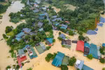 Widespread flooding in Ha Giang 1 and Ha Giang 2 wards of Tuyen Quang provice. (Photo released by VNA)