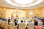 A view of the working session between Deputy Minister of Industry and Trade Nguyen Sinh Nhat Tan and a delegation from the US-ASEAN Business Council (USABC) in Hanoi. (Photo: Ministry of Industry and Trade )