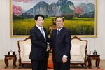 State President Luong Cuong (L) meets former Party General Secretary and President of Laos Choummaly Sayasone. (Photo: VNA)