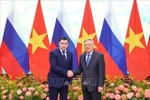 Permanent Deputy Prime Minister Nguyen Hoa Binh (right) and Aide to the Russian President Dmitry Mironov at their meeting on December 3 (Photo: VNA)