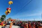A lion dance performance on Ong Lang street. Can Tho welcomes visitors to the city during the Lunar New Year holiday. (Photo: VNA)