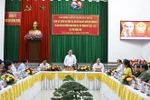 National Assembly Chairman Tran Thanh Man speaks at the working session with the Vinh Long provincial Election Committee on January 31. (Photo: VNA)
