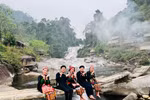 People visit the seven-layer waterfall in Que Phong district, Nghe An province. (Photo: VNA)