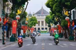 Trang Tien street in Hanoi is decorated with flags and banners to celebrate the 80th National Day anniversary. (Photo: VNA)