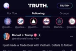 US President Donald Trump posts on the social media platform Truth Social that he just made a trade deal with Vietnam. (Screenshot photo)