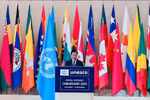 Deputy Minister of Foreign Affairs Ngo Le Van delivers a policy speech at the plenary session of the 43rd session of the UNESCO General Conference. (Photo: VNA)