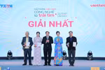 VNA General Director Vu Viet Trang (second, right) and Deputy Minister of Culture, Sports and Tourism Ta Quang Dong (centre) present the first prizes to the winners. (Photo: VNA) 