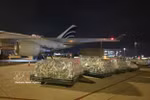 The shipments are unloaded at the airport. (Photo: VNA broadcasts)