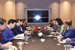 The meeting between National Assembly Chairman Tran Thanh Man and Cambodian National Assembly President Khuon Sudary in Kuala Lumpur on September 17 (Photo: VNA)