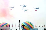 A welcome flyover performed by the VPA's Air Force at a rehearsal for the opening ceremony of the Vietnam International Defense Expo 2024. (Photo: the Ministry of National Defence.)