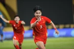 Vietnam's U22 defender Ly Duc celebrates the team’s second goal. (Photo: VNA) 