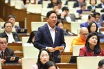 Tran Quoc Nam, Chairman of the Ninh Thuan provincial People's Committee and head of the provincial delegation of NA deputies, speaks in a debate at the hall on February 17. (Photo: VNA)