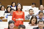 Hoang Thi Thanh Thuy, a deputy from the southern province of Tay Ninh, speaks at the event. (Photo: VNA)