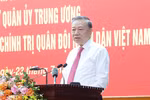 Party General Secretary To Lam speaks at the working session with the General Department of Politics of the Vietnam People's Army (VPA) in Hanoi on July 23. (Photo: VNA)