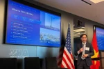 Associate Professor Dr Nguyen Huu Huan, vice chairman of the VIFC executive council in Ho Chi Minh City speaks at the Vietnam-US business talks on March 23 in New York. (Photo: VNA)